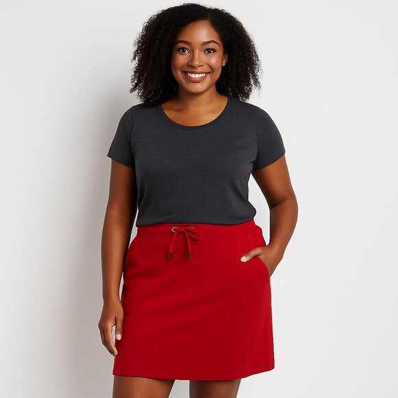 croft & barrow Pants - Croft & Barrow Women’s XL Red Cotton Skort Elastic Drawstring Waist Pockets